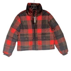 NEW Vans MTE Red/Black Plaid Primaloft Puffer Jacket Size S